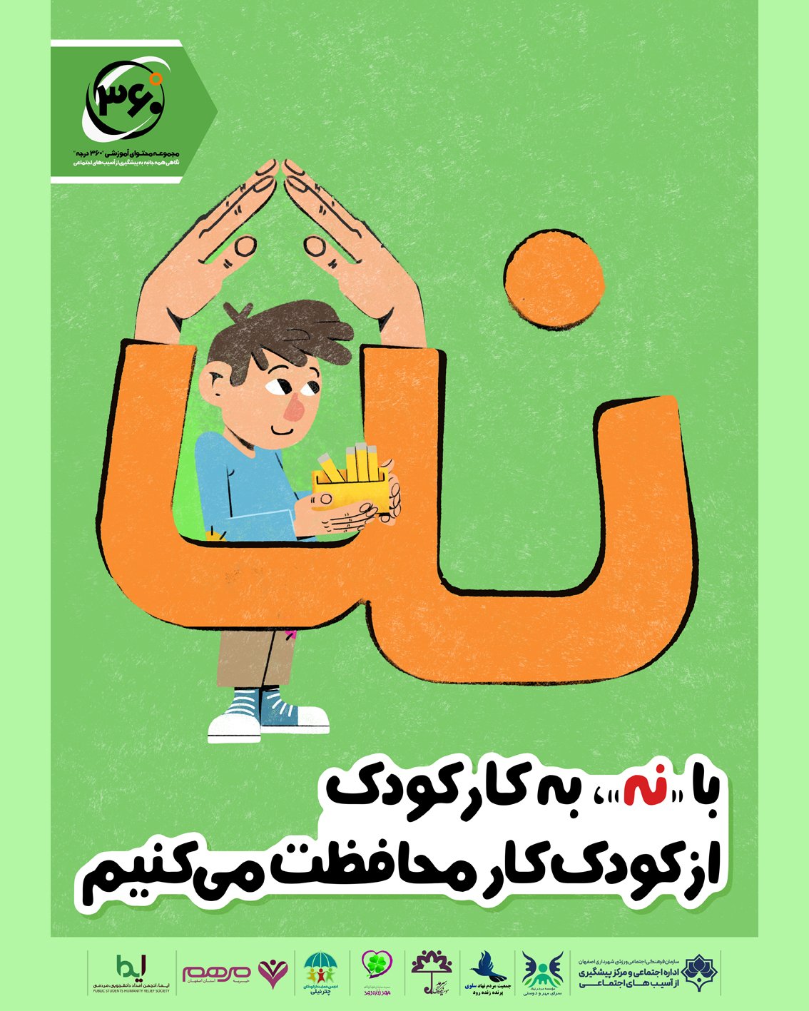 طراحی پوستر پنجم مجموعه 360 درجه به سفارش اداره اجتماعی و مرکز پیشگیری از آسیب های اجتماعی شهرداری اصفهان<br>